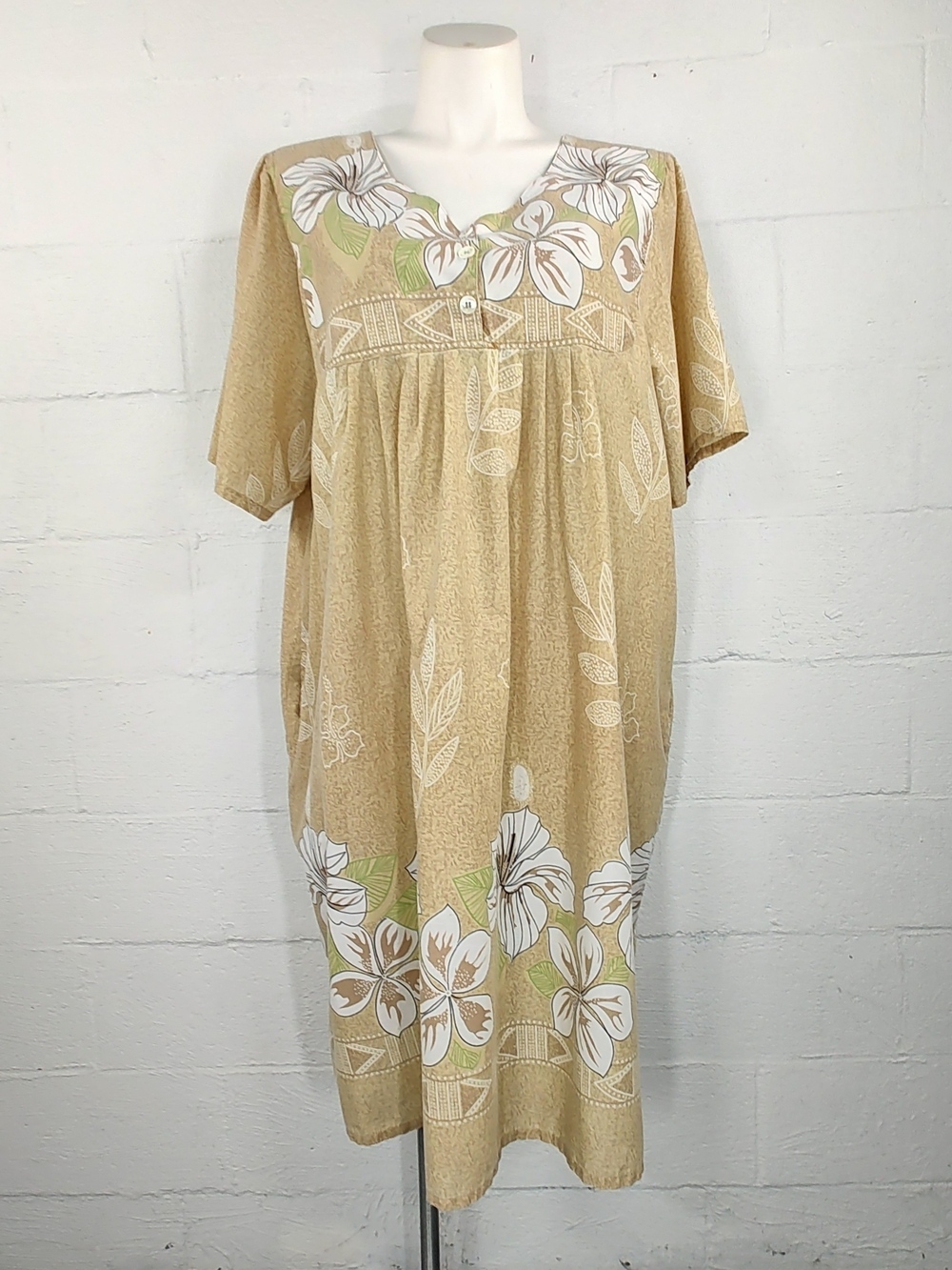 Anthony Richards Tan Floral Mumu House Dress